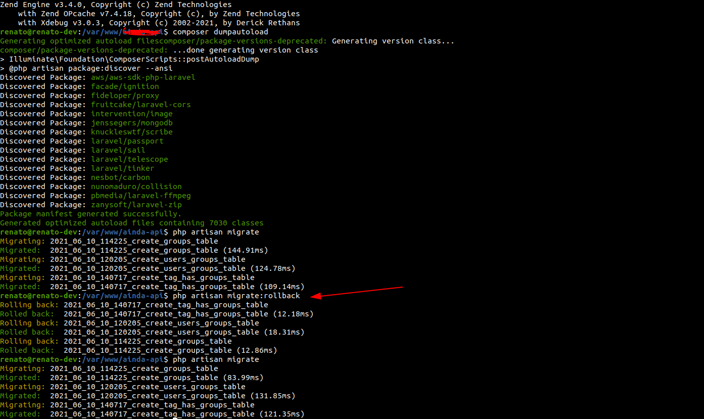 Como fazer rollback de Migration de BD no Laravel